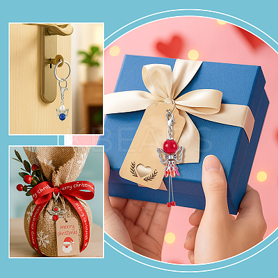 20Pcs 10 Colors Angel ABS Plastic Pearl & Acrylic & Alloy Pendant Decorations HJEW-PH02228-1