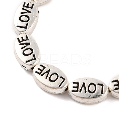 Oval with Word Love Tibetan Style Alloy Bead Strands TIBEB-O007-24-LF-1