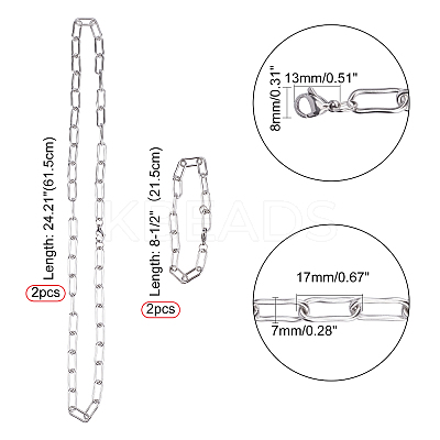 304 Stainless Steel Paperclip Chains STAS-UN0012-44-1
