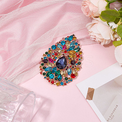 1Pc Alloy Rhinestone Brooches JEWB-MA0001-02A-1
