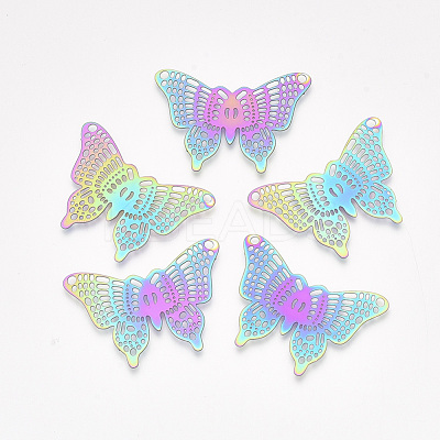 Ion Plating(IP) 201 Stainless Steel Filigree Pendants STAS-S108-49-1