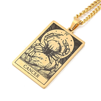 304 Stainless Steel Tarot Pendant Necklaces NJEW-A026-01G-04-1