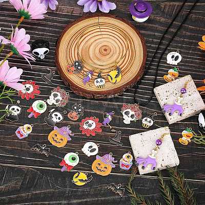 30Pcs 15 Style Halloween Alloy Enamel Pendants Sets ENAM-SZ0004-16-1