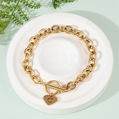 Golden 304 Stainless Steel Charm Bracelets NJEW-K284-01G-C-1