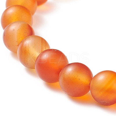 Natural Carnelian Round Beaded Stretch Bracelet BJEW-JB08644-1