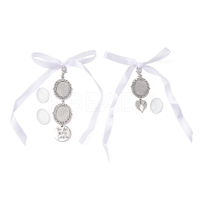 Alloy Oval Wedding Bouquet Pendant Decorations HJEW-JM02794-1