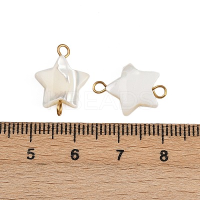 Natural Shell Star Connector Charms X1-STAS-D378-26G-1