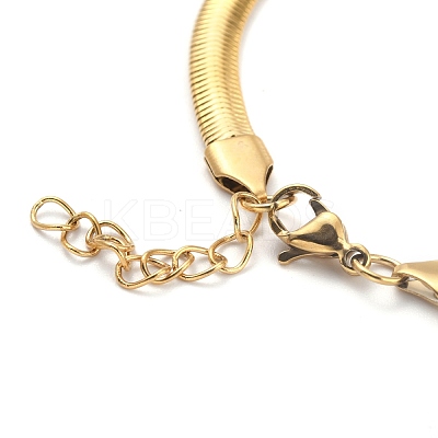 Ion Plating(IP) 304 Stainless Steel Flat Snake Chain Bracelets BJEW-O186-06C-G-1