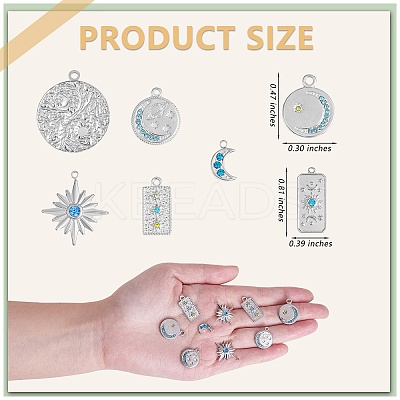 14Pcs 7 Styles 304 Stainless Steel Pendants STAS-SZ0002-78P-1
