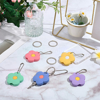 5Pcs 5 Colors Silicone Flower Keychains KEYC-SP0001-52-1
