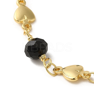 Brass Heart Link Chain Bracelets BJEW-L685-06KCG-1