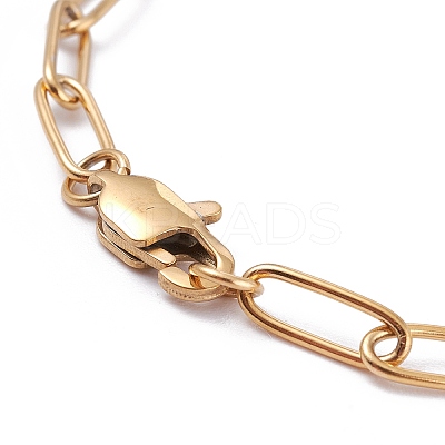 PVD Vacuum Plating 304 Stainless Steel Paperclip Chain Bracelets BJEW-I295-15G-1