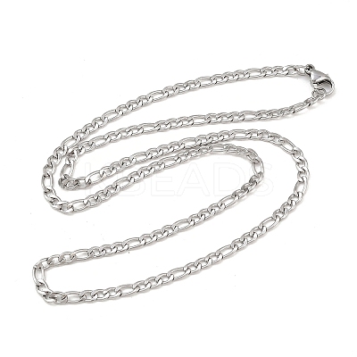 Tarnish Resistant Smooth Surface 304 Stainless Steel Figaro Chain Necklace Making STAS-A028-N022P-1