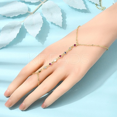 Brass Micro Pave Cubic Zirconia Mittens Bracelets BJEW-C156-01G-1
