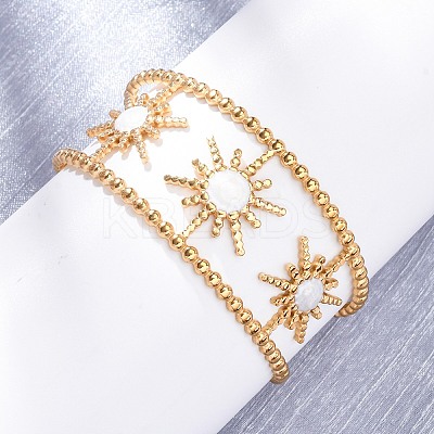 304 Stainless Steel Enamel Cuff Bangles for Women LS-BJEW-D306-06G-1
