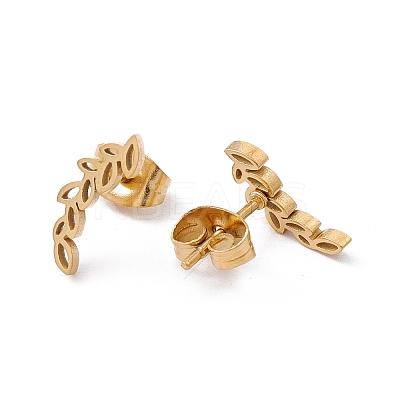 304 Stainless Steel Olive Leaf Stud Earrings for Women EJEW-E163-14G-1