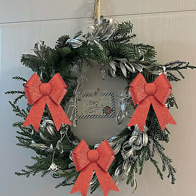 Christmas PVC Glitter Bowknot AJEW-SP0003-72A-01-1