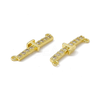 Rack Plating Brass Micro Pave Clear Cubic Zirconia Connector Charms KK-C007-37G-T-1