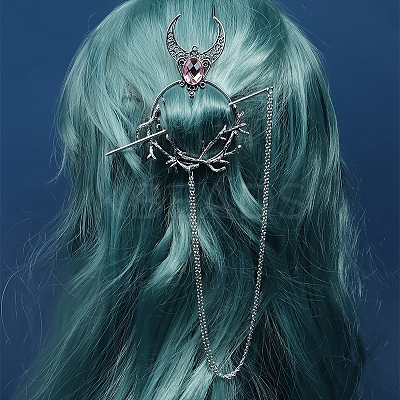 Gothic Witch Theme Branch Alloy Rhinestone Hair Cuff Pin PW-WG49D80-05-1
