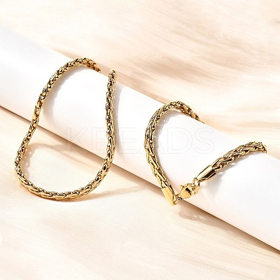 4.5MM 304 Stainless Steel Wheat Chain Necklaces for Women NJEW-B134-05A-G-1