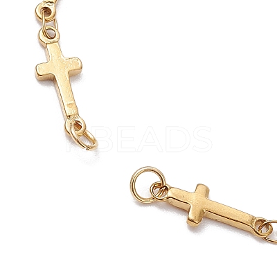2Pcs 2 Colors 304 Stainless Steel Cross Link Chain Bracelet Making AJEW-JB01299-1