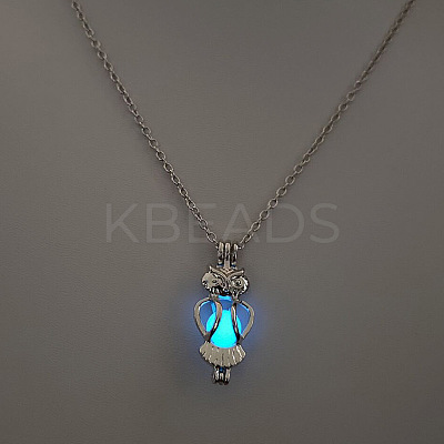 Alloy with Luminous Resin Bead Inside Pendant Necklaces for Women Men FS-WG4D5C2-02-1