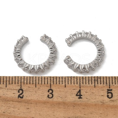 Brass Micro Pave Clear Cubic Zirconia Cuff Earrings EJEW-I249-14P-1