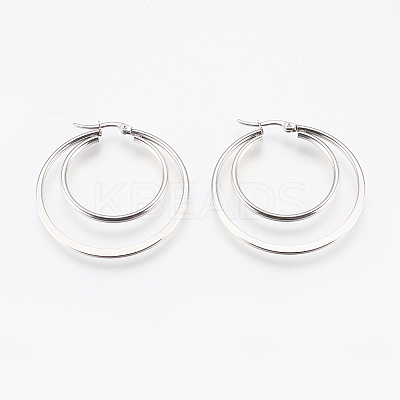 Tarnish Resistant 201 Stainless Steel Hoop Earrings LS-EJEW-I213-B-02P-1