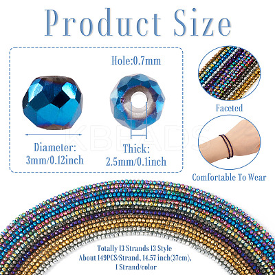 13 Strands 13 Style Electroplate Glass Beads Strands GLAA-TA0001-81-1