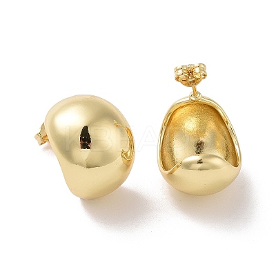 Rack Plating Brass Half Round Stud Earrings EJEW-G315-07G-1