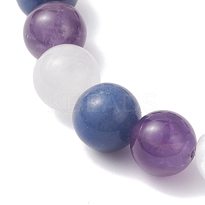 Natural Amethyst & Quartz Crystal & Blue Aventurine Beads Stretch Bracelets for Women BJEW-TA00704-02-1