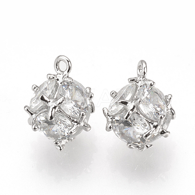 Brass Cubic Zirconia Charms ZIRC-T003-20P-1