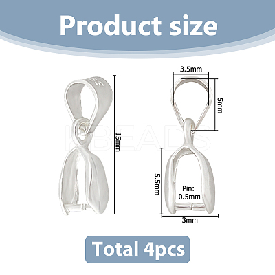 4Pcs 925 Sterling Silver Ice Pick Pinch Bails FIND-HS0002-08C-1