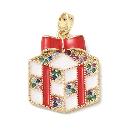 Christmas Brass Micro Pave Cubic Zirconia Pendants KK-K305-07E-02-1