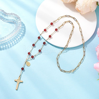 3Pcs 3 Styles Natural Carnelian & Green Aventurine & Tiger Eye Round Rosary Bead Necklaces NJEW-JN05574-1