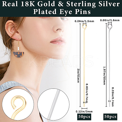 100Pcs 2 Colors Brass Eye Pins KK-BBC0020-58-1