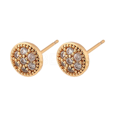 Brass Micro Pave Clear Cubic Zirconia Stud Earrings for Women EJEW-G428-25G-02-1