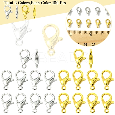300Pcs 2 Colors Zinc Alloy Lobster Claw Clasps FIND-FS0003-33-1