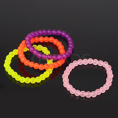 Stretchy Frosted Glass Beads Kids Bracelets for Children's Day BJEW-JB01768-1