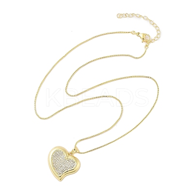 Brass Micro Pave Clear Cubic Zirconia Pendant Necklaces for Women NJEW-M009-04G-D-1