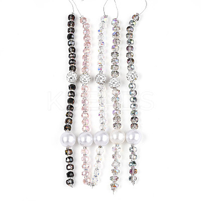 Acrylic & Glass & ABS Plastic Pearl & Alloy & Polymer Clay Pave Rhinestone Beads Strands MAK-T011-08M-1