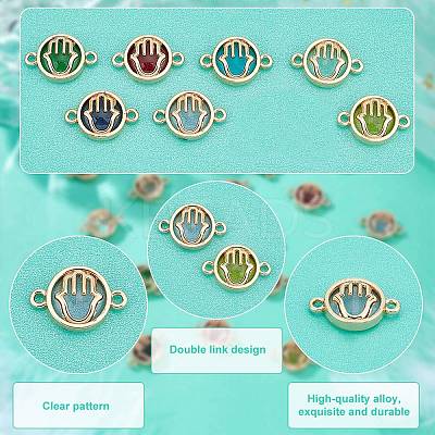 32Pcs 7 colors Glass Connector Charms GLAA-AR0001-29-1