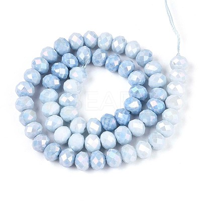 Anti-Tarnish Electroplate Rondelle Glass Beads Strands EGLA-T021-8mm-17-02-1