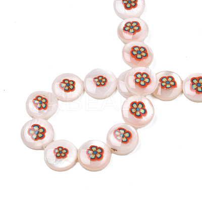 Natural Freshwater Shell Enamel Beads SHEL-N026-194-01-1