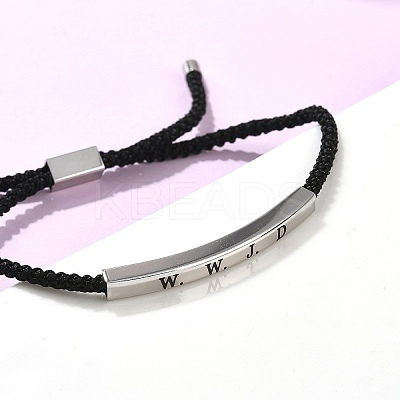 Word WWJD Polyester Cord Slider Bracelets BJEW-P384-01P-1
