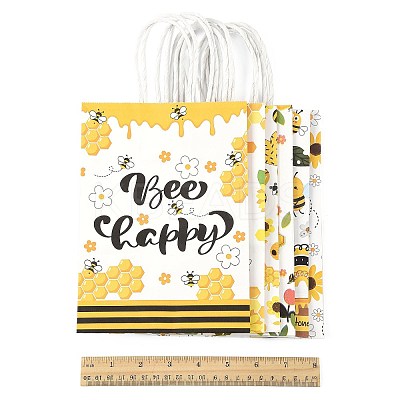 12Pcs 6 Colors Bees Theme Rectangle Paper Bags CARB-FS0001-08-1