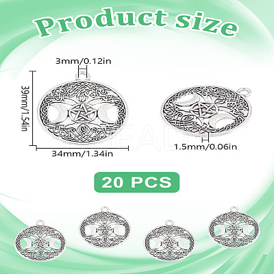 20Pcs Tibetan Style Hollow Alloy Pendants FIND-LP0001-93AS-1