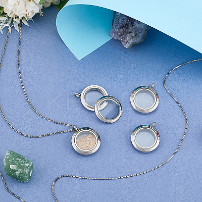 4Pcs 304 Stainless Steel Locket Pendants STAS-FG0001-09-1