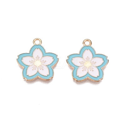 Light Gold Plated Alloy Enamel Pendants PALLOY-N176-28A-RS-1