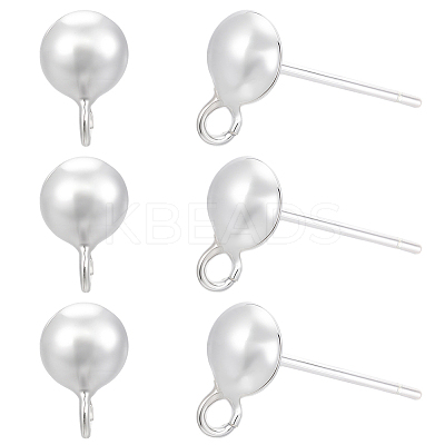 5 Pairs 925 Sterling Silver Stud Earring Findings STER-BBC0008-94S-1